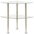 vidaXL Bijzettafel 2-laags 38x38x50 cm gehard glas, Huis en Inrichting, Verzenden, Nieuw
