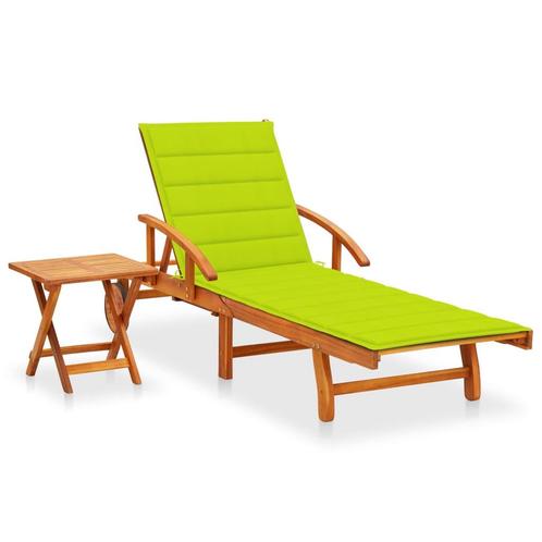 vidaXL Ligbed met tafeltje en kussen massief acaciahout, Tuin en Terras, Ligbedden, Nieuw, Verzenden