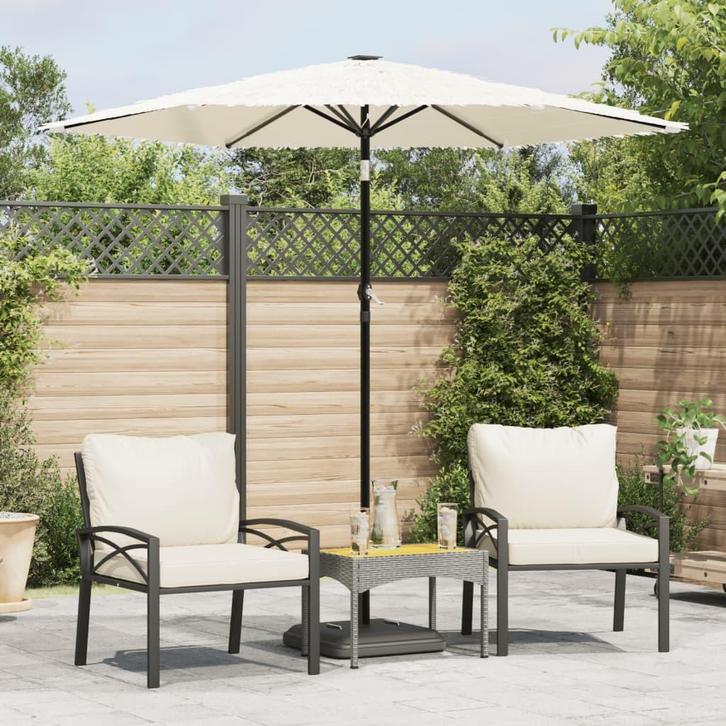vidaXL Parasol met stalen paal 223x223x213 cm wit, Tuin en Terras, Parasols, Nieuw, Verzenden