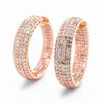 Oorbellen - 14 karaat Roségoud -  4.42ct. tw. Roze Diamant, Nieuw