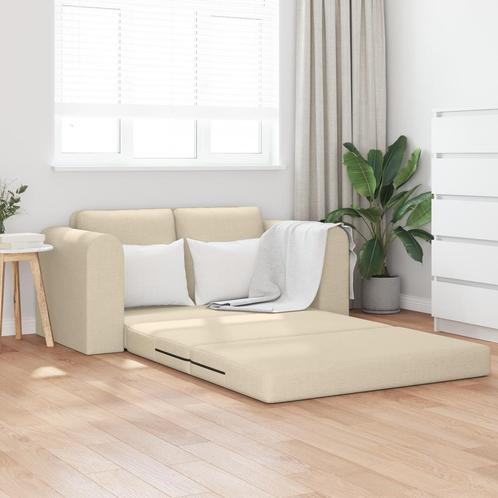 vidaXL Vloersofa Bed 2-in-1 Crème 148x71x83 cm Stof, Huis en Inrichting, Zetels | Zetels, Nieuw, Verzenden