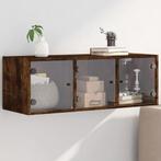 vidaXL Wandkast met glazen deuren 102x37x35 cm gerookt, Verzenden, Nieuw