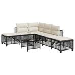vidaXL 3-delige Loungeset met kussens poly rattan zwart, Tuin en Terras, Verzenden, Nieuw