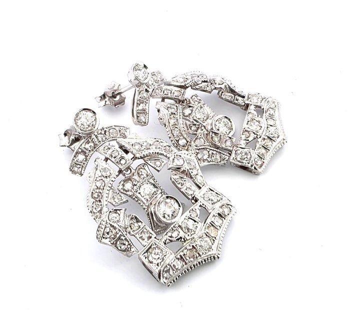 Oorbellen - 18 karaat Witgoud - 2.20ct. tw. Diamant, Handtassen en Accessoires, Oorbellen
