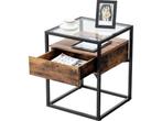 Veiling - Bijzettafel - Glas - Hout - Industrieel design, Huis en Inrichting, Nieuw