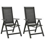 vidaXL Tuinstoelen 2 st inklapbaar textileen aluminium zwart, Tuin en Terras, Tuinstoelen, Verzenden, Nieuw