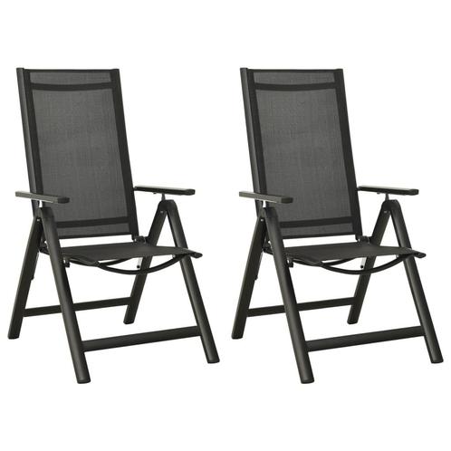 vidaXL Tuinstoelen 2 st inklapbaar textileen aluminium zwart, Tuin en Terras, Tuinstoelen, Nieuw, Verzenden