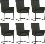 Set van 6 Donkergroene leren industriële eetkamerstoelen -, Nieuw, Vijf, Zes of meer stoelen, Modern, Leer