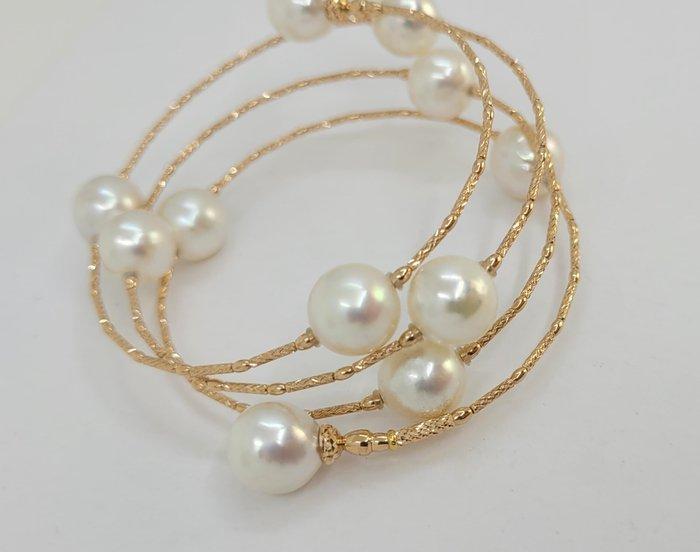 Armband - 18 karaat Roségoud - 8x9mm Akoya parels, Handtassen en Accessoires, Armbanden