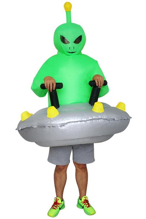 KIMU® Opblaas Kostuum Ufo Alien Opblaasbaar Pak Alienpak Mas, Kleding | Heren, Carnavalskleding en Feestkleding, Nieuw, Ophalen of Verzenden