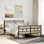 vidaXL Bedframe zonder matras metaal sonoma eikenkleurig, Huis en Inrichting, Slaapkamer | Bedden, Verzenden, Nieuw