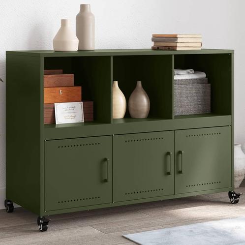 vidaXL Dressoir 100,5x39x72 cm staal olijfgroen, Huis en Inrichting, Kasten | Dressoirs, Nieuw, Verzenden
