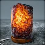Natuurlijke amethistlamp op houten standaard- 1362.37 g, Verzamelen, Mineralen en Fossielen