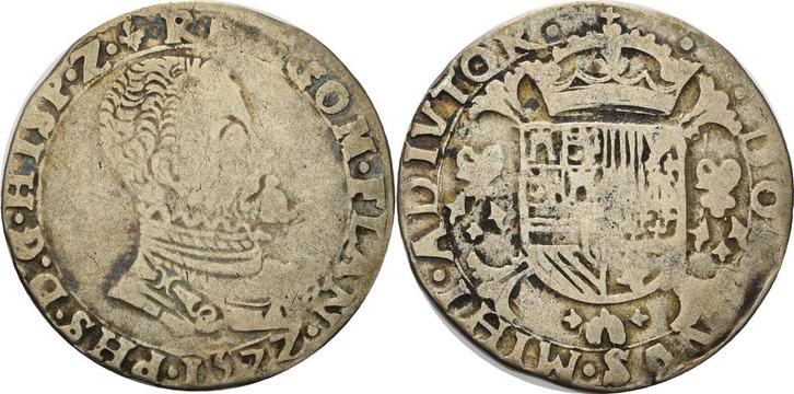 1/5 Écu Philippe 1572 Nederland-flandern Philipp Ii von S.., Postzegels en Munten, Munten | Europa | Niet-Euromunten, België, Verzenden