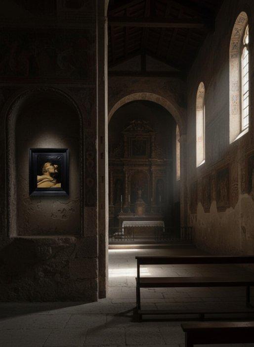École Espagnole (XIX) - LÉtreinte de Christe à Saint, Antiek en Kunst, Kunst | Schilderijen | Klassiek