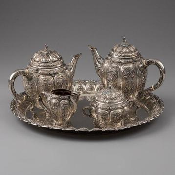 Koffie- en theeservies (5) - .800 zilver, Antiek en Kunst