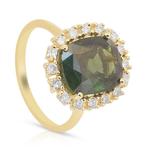 Ring - 14 karaat Geel goud - 6.23ct. tw. Zirkoon - Diamant, Handtassen en Accessoires, Ringen, Nieuw