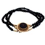 Antieke armband met onyx en gouden sierslot (Schakelarmband), Ophalen of Verzenden