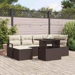 vidaXL Tuinbank Set 7 pcs Bruin en crème Poly riet,, Tuin en Terras, Verzenden, Nieuw