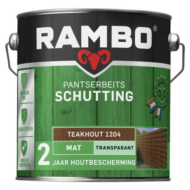 Rambo Pantserbeits Schutting Mat Transparant Teakhout 2.5L, Doe-het-zelf en Bouw, Verf, Beits en Lak, Nieuw, Verzenden