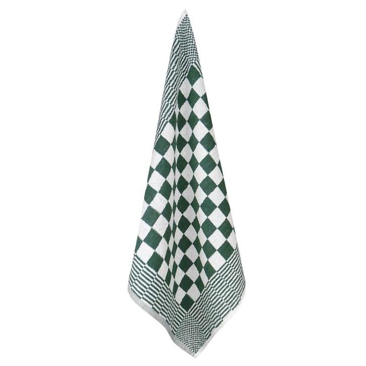 Handdoeken Groen En Witte Blok 52x55cm Katoen - Treb Towels, Huis en Inrichting, Keuken | Textiel, Theedoek of Handdoek, Overige kleuren
