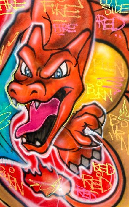 Outside313 - Charizard - Pokemon Red - Burn, Antiek en Kunst, Kunst | Schilderijen | Modern