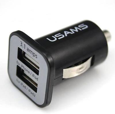 10-Pack USAMS Dual Autolader/Carcharger Zwart/Wit, Telecommunicatie, Mobiele telefoons | Toebehoren en Onderdelen, Nieuw, Verzenden