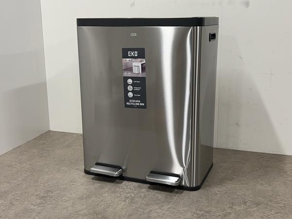 Veiling - EKO prullenbak Ecocasa 60L mat RVS, Huis en Inrichting, Woonaccessoires | Prullenbakken, Gebruikt