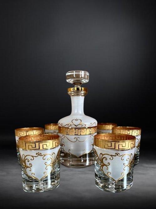 MiG Kristal s.r.o. - Verre à whisky (7) - Plaqué or, Verre -, Antiek en Kunst, Antiek | Meubels | Tafels