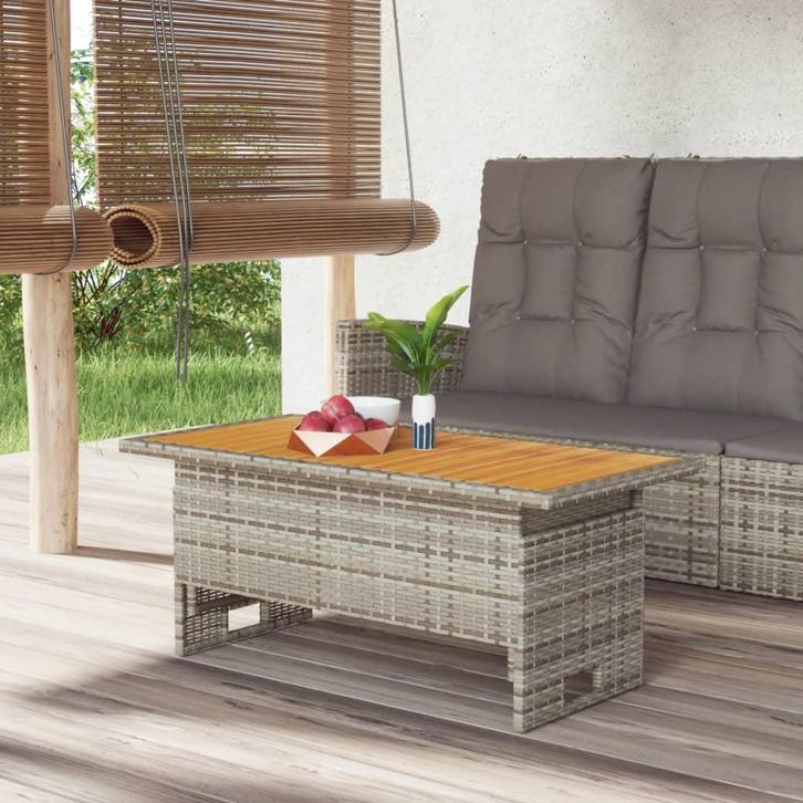 vidaXL Tuintafel 100x50x43/63 cm acaciahout en poly rattan, Tuin en Terras, Tuintafels, Nieuw, Verzenden