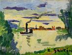 René Sautin (1881-1968) - Péniche sur la Seine, Antiek en Kunst