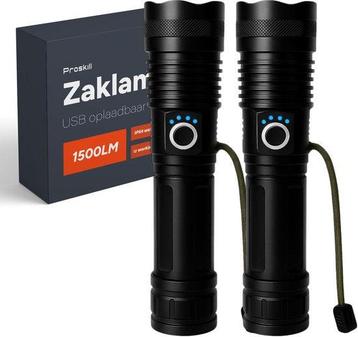Tweedekans | Zaklamp LED oplaadbaar - 2 stuks - incl beschikbaar voor biedingen