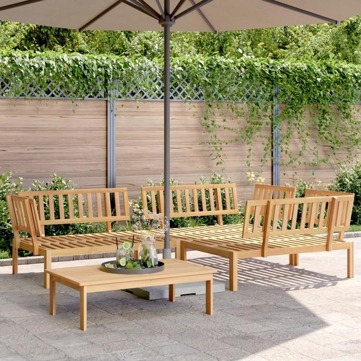 vidaXL 4-delige Loungeset pallet massief acaciahout, Tuin en Terras, Tuinsets en Loungesets, Nieuw, Verzenden