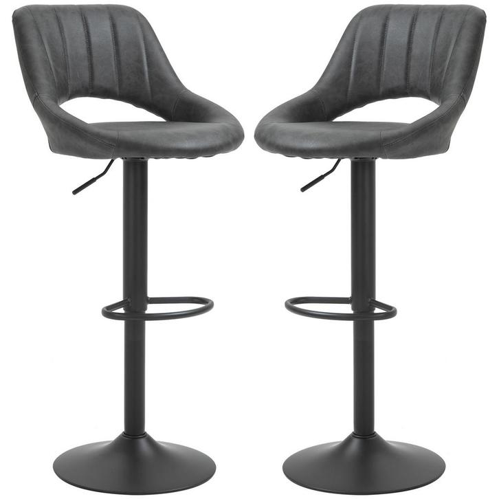 Barkrukken - Luxe Living - Draaibaar en verstelbaar - Grijs, Huis en Inrichting, Stoelen, Grijs, Nieuw, Stof, Ophalen of Verzenden