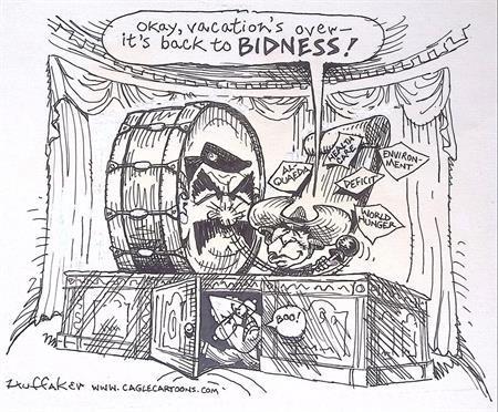 Pentekening Amerika - Terug naar werk (lijst optie), Antiek en Kunst, Kunst | Tekeningen en Fotografie, Verzenden