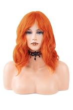 Luxe Oranje Rode Pruik Curtain Bangs Pony Schouderlengte Haa, Ophalen of Verzenden, Nieuw