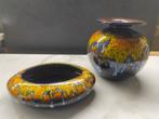 Bloempot (2) - Aardewerk - Vaas en asbak vintage