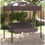vidaXL Schommelbank met luifel staal koffiebruin, Tuin en Terras, Verzenden, Nieuw