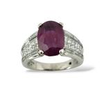 Ring Platina, Platina ring met grote 4,0ct robijn en omringd, Nieuw