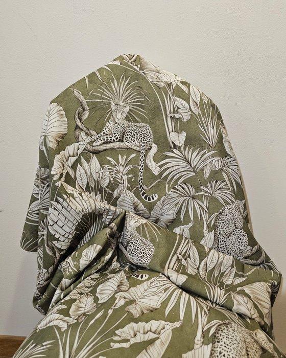 Stof in Boheemse stijl met Giaguaro - Olijfgroen, Antiek en Kunst, Kunst | Designobjecten
