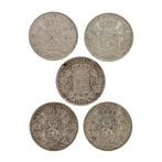 België. 5 Frank 1869/1873 Leopold II (5 stuks)  (Zonder, Postzegels en Munten