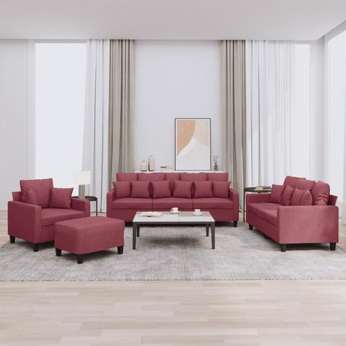 vidaXL 4-delige Loungeset met kussens stof wijnrood, Huis en Inrichting, Zetels | Zetels, Nieuw, Verzenden