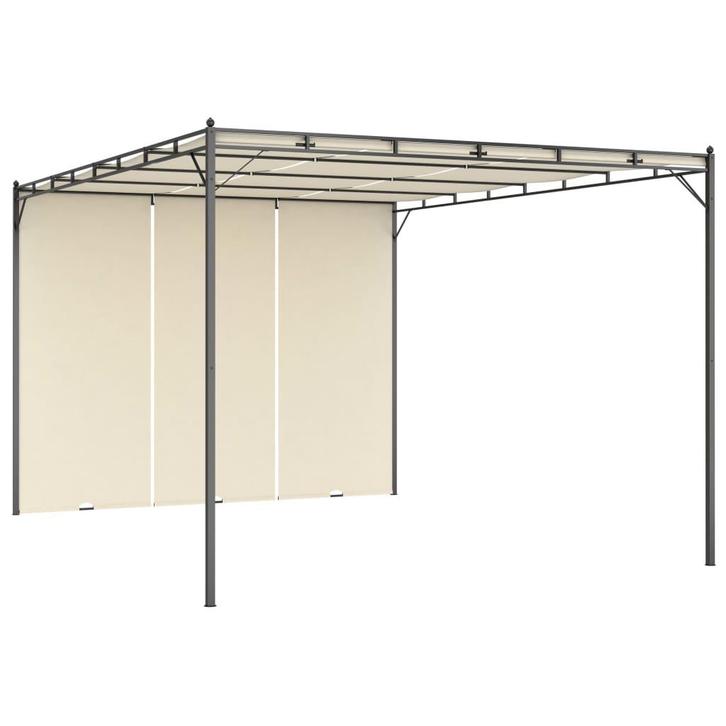 vidaXL Tuinprieel met zijgordijn 4x3x2,25 m crème, Tuin en Terras, Partytenten, Nieuw, Verzenden
