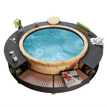 vidaXL Hottub-ombouw poly rattan zwart, Verzenden