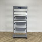 verrijdbare brochurehouder vv 4 legborden, (hxbxd) 165x72x30, Huis en Inrichting, Gebruikt, Metaal