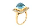 Ring - 14 karaat Geel goud -  6.88ct. tw. Aquamarijn -, Nieuw