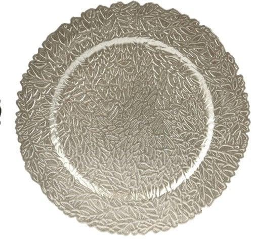 Onderbord Barok Rond Zilver 33 cm, Huis en Inrichting, Woonaccessoires | Kunstplanten en Kunstbloemen, Nieuw
