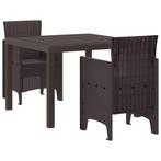 vidaXL Tuin Eettafel Set 3 pcs Bruin Polt riet, Verzenden, Nieuw