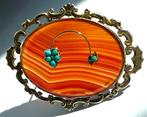 Broche Carbon - Victorian Banded Agate