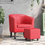vidaXL Kuipstoel met voetenbankje kunstleer rood, Huis en Inrichting, Fauteuils, Verzenden, Nieuw